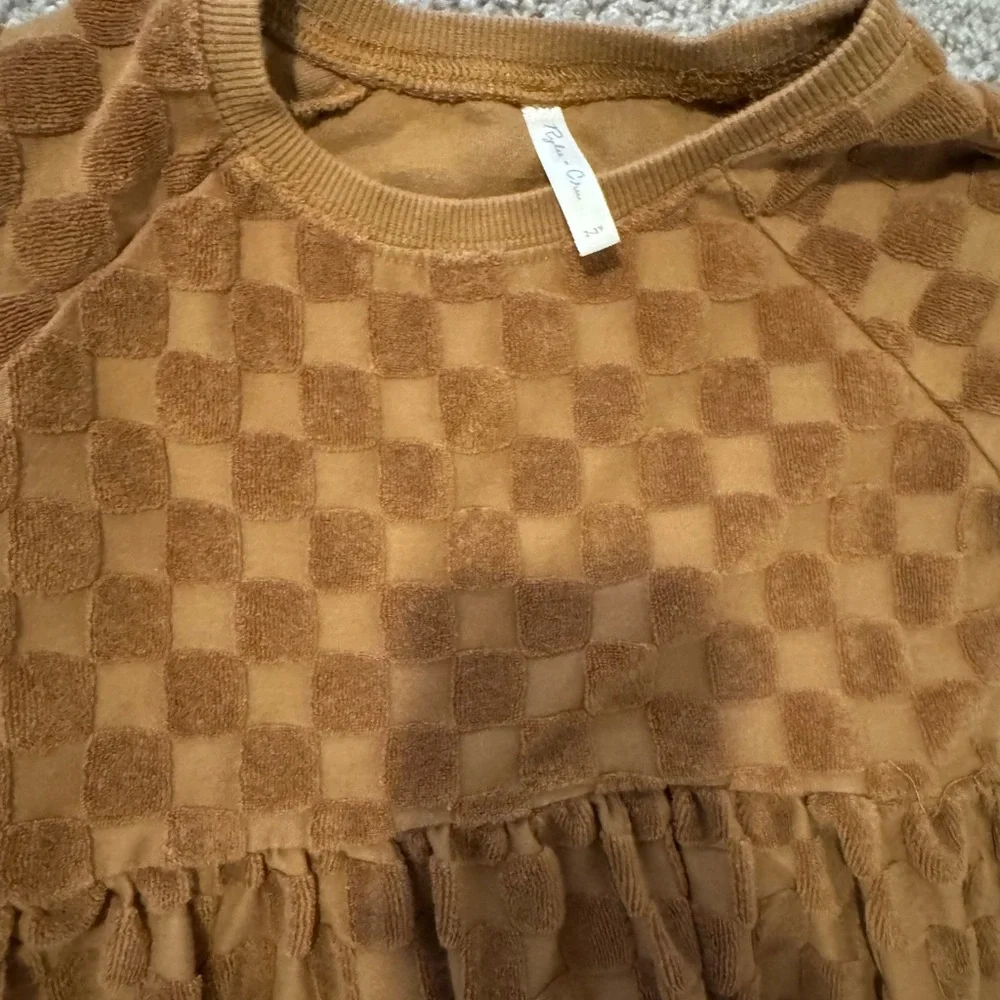 Rylee + cru Brown Checkered Kids Dress - Picture 2 of 2